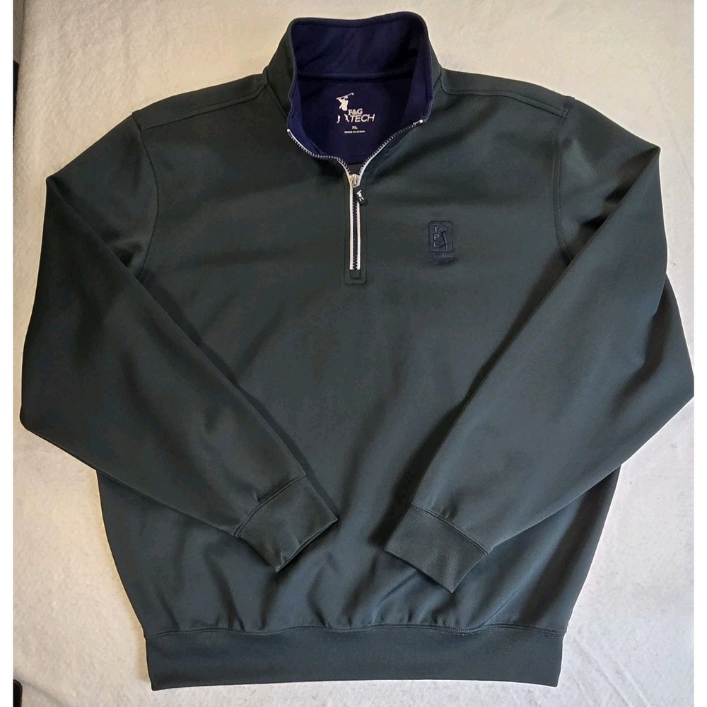 F&G Tech Performance TPC Sawgrass Men's XL Green 1/4 Zip Golf Pullover
